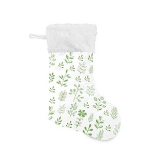 kigai christmas stockings cute leaf green large candy stockings stuffers kids cute xmas sock decorations 2pcs for home holiday party 12″ x18″