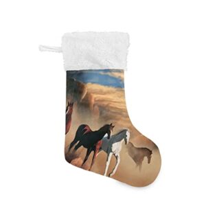 Kigai Christmas Stockings Highland Running Horses Large Candy Stockings Stuffers Kids Cute Xmas Sock Decorations 2PCS for Home Holiday Party 12" x18"