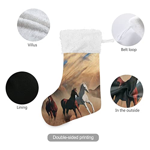 Kigai Christmas Stockings Highland Running Horses Large Candy Stockings Stuffers Kids Cute Xmas Sock Decorations 2PCS for Home Holiday Party 12" x18"