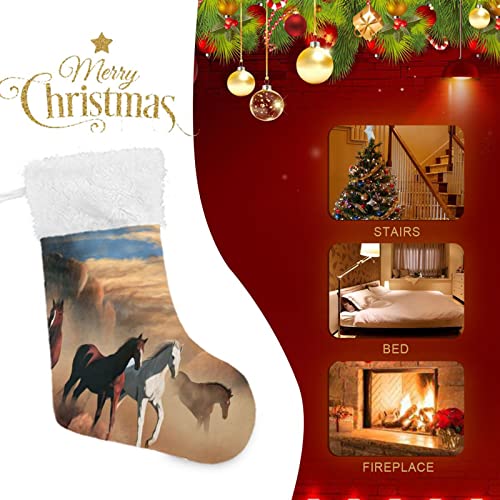 Kigai Christmas Stockings Highland Running Horses Large Candy Stockings Stuffers Kids Cute Xmas Sock Decorations 2PCS for Home Holiday Party 12" x18"