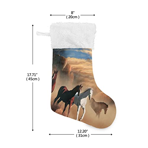 Kigai Christmas Stockings Highland Running Horses Large Candy Stockings Stuffers Kids Cute Xmas Sock Decorations 2PCS for Home Holiday Party 12" x18"