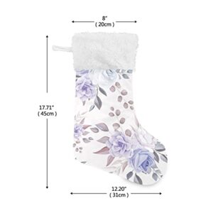 Kigai Christmas Stockings Romantic Purple Flower Large Candy Stockings Stuffers Kids Cute Xmas Sock Decorations 2PCS for Home Holiday Party 12" x18"