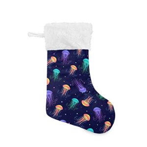 kigai christmas stockings seamless underwater jellyfish large candy stockings stuffers kids cute xmas sock decorations 1pc for home holiday party 12″ x18″