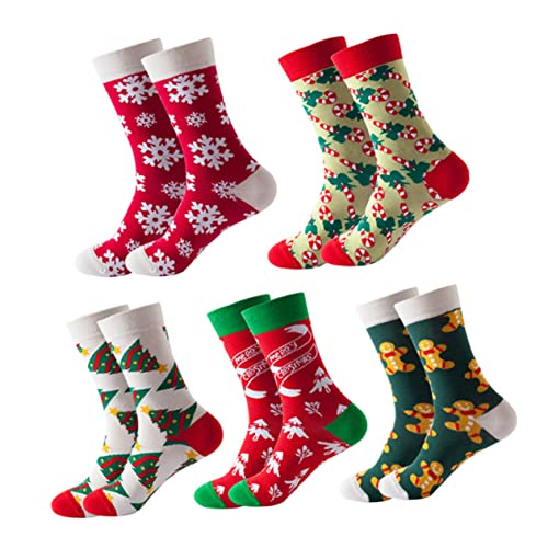 Adorainbow 5 Pairs Cotton Socks Warm Mens Slippers Party Bag Stuffers for Kids Kids Santa Socks Fun Christmas Socks Winter Sleeping Socks Christmas Party Stocking Suffers Sleeping Socks Cane