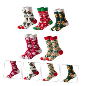 Adorainbow 5 Pairs Cotton Socks Warm Mens Slippers Party Bag Stuffers for Kids Kids Santa Socks Fun Christmas Socks Winter Sleeping Socks Christmas Party Stocking Suffers Sleeping Socks Cane