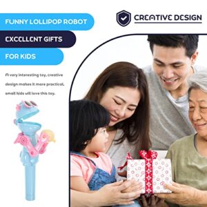 Toddmomy Destress Gifts Wand Toy Personality Robot Lollipop Holder Plastic Lollipop Case Funny Lollipop Robot Holder Creative Lollipop Robot Toys for Kids Children (Blue) Yule Gifts Stocking Stuffers