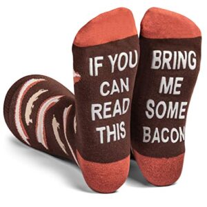 lavley if you can read this – funny socks novelty gift for men, women and teens (bacon)