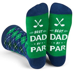 lavley funny golfing socks for men, women & teens – unique golf gifts for golfers / golf stocking stuffers (best dad by par)
