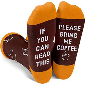 zmart funny saying socks coffee socks coffee gifts for men teens, coffee lovers gifts for him if you can read this bring me coffee coffee stocking stuffers