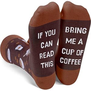 zmart funny saying socks coffee socks coffee gifts for men teens, coffee lovers gifts for him if you can read this bring me coffee coffee stocking stuffers