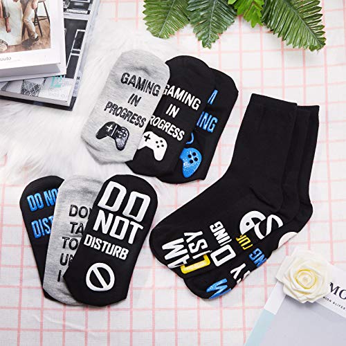 6 Pairs Christmas Stocking Stuffers Gifts for Boys - Funny Gaming Socks for Him Novelty Gifts for New Year Men Women Game Lovers