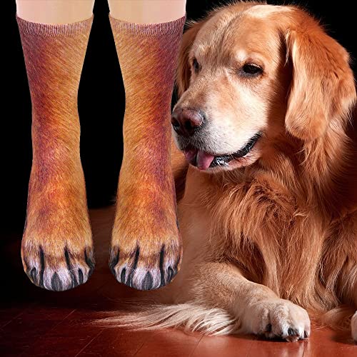 AGRIMONY Funny Socks for Men Women Teens-Fun Animal Dog Paws Socks 3D Casual Novelty Crew Socks Funky Crazy Silly Socks-Valentines Christmas Dog Gifts Stocking Stuffers