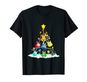 cute guitar christmas tree music stocking stuffer t-shirt