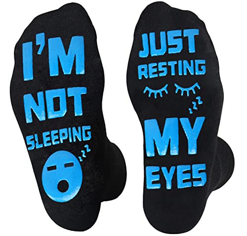 xywlwoer Birthday Gifts for Dad Grandpa,Christmas Gifts Stocking Stuffers for Men Women-Im Not Sleeping Just Resting My Eyes Funny socks