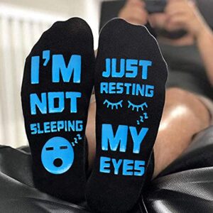 xywlwoer Birthday Gifts for Dad Grandpa,Christmas Gifts Stocking Stuffers for Men Women-Im Not Sleeping Just Resting My Eyes Funny socks