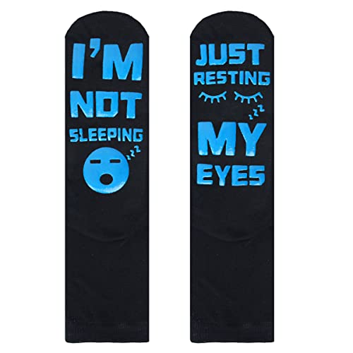 xywlwoer Birthday Gifts for Dad Grandpa,Christmas Gifts Stocking Stuffers for Men Women-Im Not Sleeping Just Resting My Eyes Funny socks