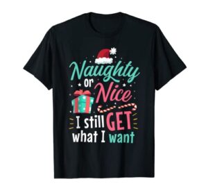 naughty or nice list christmas stocking stuffer gift t-shirt