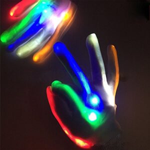 LIZAIDA MENENDEZ Skeleton Gloves,Led Gloves,Light Up Gloves,Finger Light Magic Toys Gift Stocking Stuffers for Boys Girls (White, Adult)