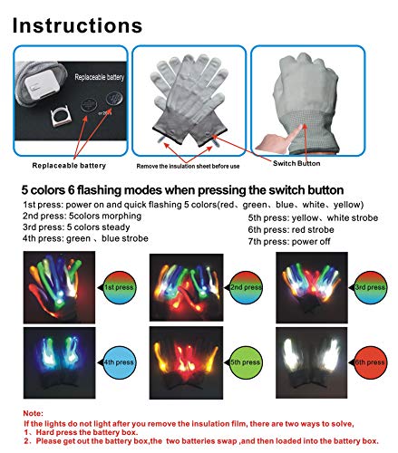 LIZAIDA MENENDEZ Skeleton Gloves,Led Gloves,Light Up Gloves,Finger Light Magic Toys Gift Stocking Stuffers for Boys Girls (White, Adult)