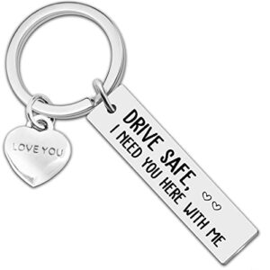 christmas gift for stocking stuffer men women drive safe keychain gifts for men boyfriend – i need you here with me driver keyring from daughter son wife girls birthday christmas anniversary
