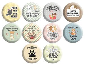 creanoso fun pet owner pinback button badges – stocking stuffers premium quality gift ideas for children, teens, & adults – corporate giveaways & party favors