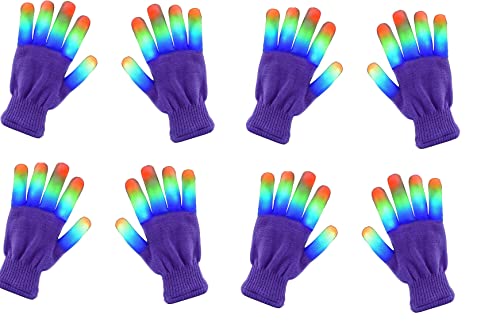 4 Pairs LED Gloves, Finger Light Up Gloves Flashing Rave Gloves with 6 Different Modes (Discontinued by manufacturer)