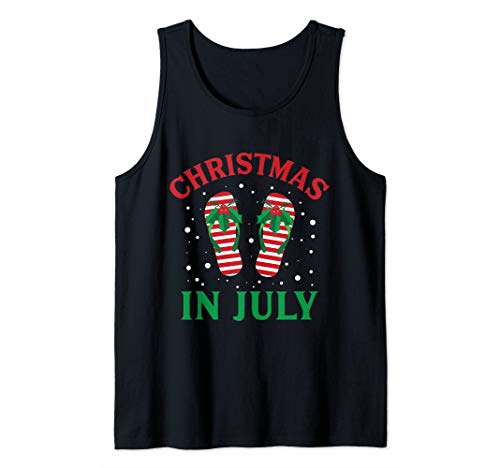 Christmas in July Flip Flops Funny Beach Summer Tank Top