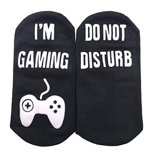 Gamer Socks Gamer Gifts Sock Do Not Disturb, I'm Gaming Novelty Funny Socks Birthday Present Chiristmas Gifts Christmas Men Women Unisex-Quarter Socks