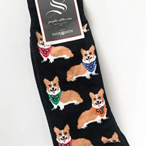 Socksmith Mens' Novelty Crew Socks "Corgi", Black, Sock Size 10-13, Shoe Size 7-12.5