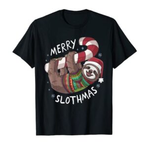 Sloth Merry Slothmas Christmas Stocking Stuffer Gift T-Shirt