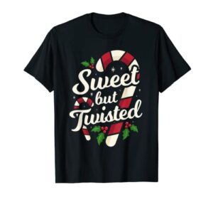 candy cane sweet but twisted christmas stocking stuffer gift t-shirt