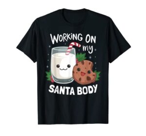 santa body cookies and milk christmas stocking stuffer gift t-shirt