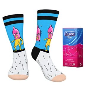 funny duroc socks box for men – valentines day gifts for boyfriend him husband fun novelty funky crazy silly cool socks lovers joke gifts