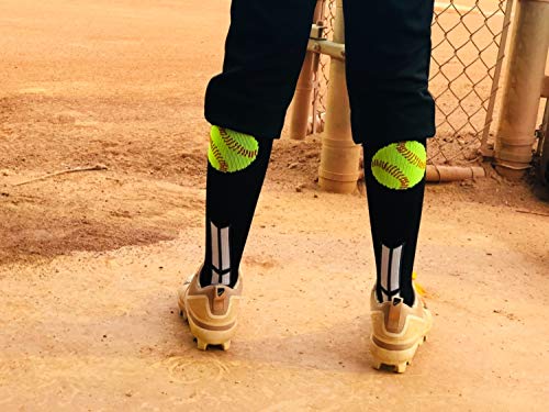 MadSportsStuff Softball Logo Over the Calf Socks (Navy/White/Graphite, Small)