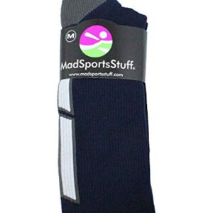 MadSportsStuff Softball Logo Over the Calf Socks (Navy/White/Graphite, Small)