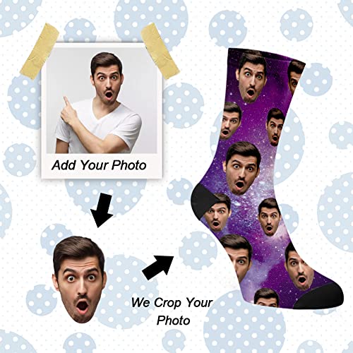 Jecivila Custom Face Socks with Photo, Personalized Funny Crew Sock - Print Your Picture, Customized Fun Gifts for Men Women