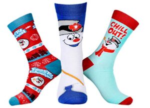 frosty the snowman adult winter holiday 3 pair crew socks