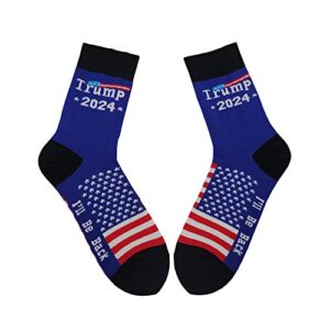 GZXYZZFS Trump 2024 Socks - I'll Be Back 2024 | Political Clothing Apparel Present Republican Gifts (blue2) 32