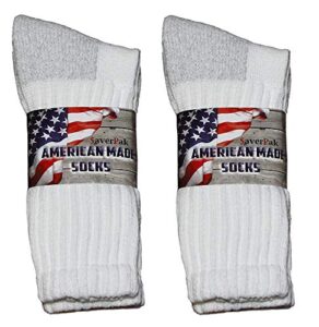 $averpak 4 pack – american made moisture control comfort cool cushioned men & women crew socks white-grey (sock size 10-13)