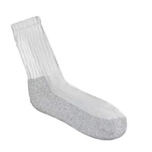 $averPak 4 Pack - American Made Moisture Control Comfort Cool Cushioned Men & Women Crew Socks White-Grey (Sock Size 10-13)