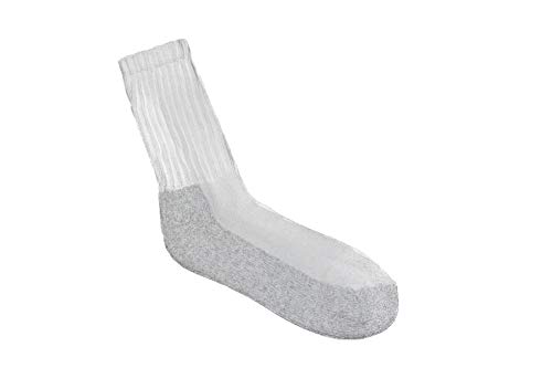 $averPak 4 Pack - American Made Moisture Control Comfort Cool Cushioned Men & Women Crew Socks White-Grey (Sock Size 10-13)