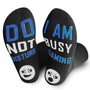gaming socks i am busy gaming do not disturb gamer gifts ideas for boys,men,gamer,teen,brother,husband,dad,boyfriend