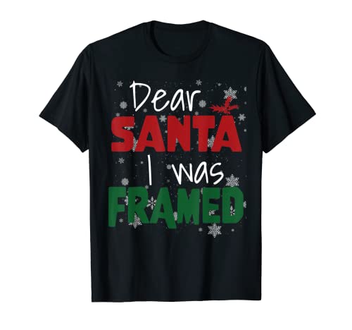 Dear Santa I Was Framed Christmas Stocking Stuffer T-Shirt