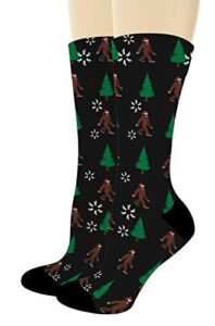 holiday socks christmas tree bigfoot socks sasquatch christmas clothes 1-pair novelty crew socks