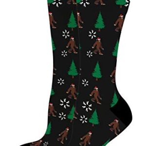 Holiday Socks Christmas Tree Bigfoot Socks Sasquatch Christmas Clothes 1-Pair Novelty Crew Socks