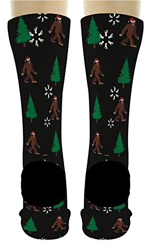 Holiday Socks Christmas Tree Bigfoot Socks Sasquatch Christmas Clothes 1-Pair Novelty Crew Socks