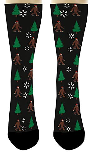 Holiday Socks Christmas Tree Bigfoot Socks Sasquatch Christmas Clothes 1-Pair Novelty Crew Socks