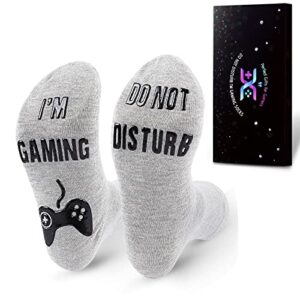 do not disturb gaming socks, gamer socks gifts for teenage boys mens womens father dad hunband sons kids game lovers (as1, alpha, s, regular, regular, grey black)