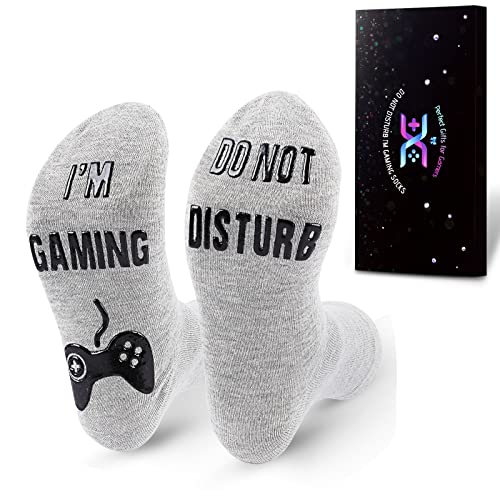 Do Not Disturb Gaming Socks, Gamer Socks Gifts for Teenage Boys Mens Womens Father Dad Hunband Sons Kids Game Lovers (as1, alpha, s, regular, regular, Grey Black)