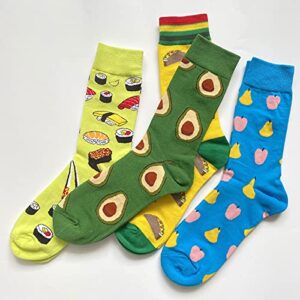 rockbottom Men's Fun Set Dress Socks-Colorful Funny Novelty Cotton Funky Crew Socks Pack,Art Socks (032-Fruit food), 8